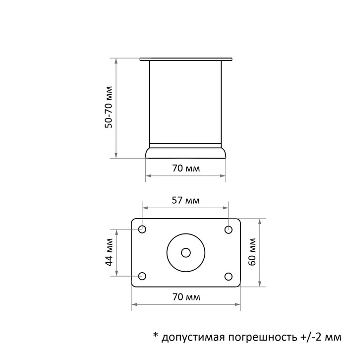 Опора мебельная 50*60 мм (В-140) 0,6 мм, хром /100/ Опора мебельная 50*60 мм (В-140) 0,6 мм, хром /100/