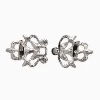 Зажим для кардигана "Ажур", цветы, цвет синий в серебре Зажим для кардигана "Ажур", цветы, цвет синий в серебре