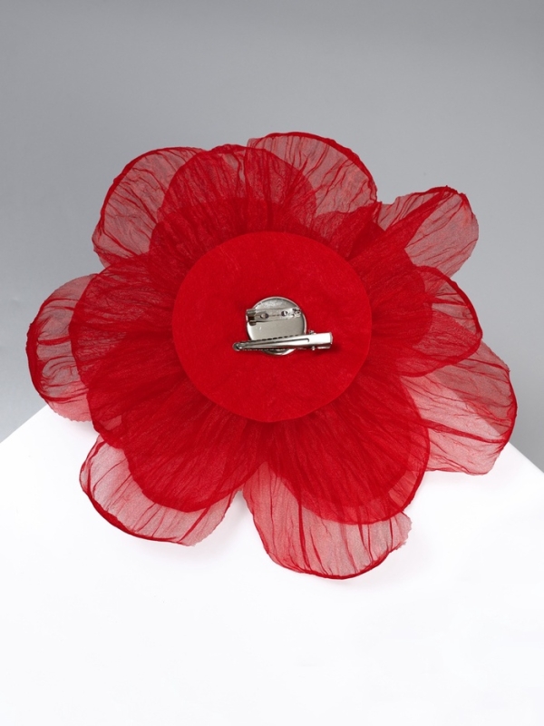 Брошь текстильная «Цветок» объемный, невесомый,цвет красный Брошь текстильная «Цветок» объемный, невесомый,цвет красный