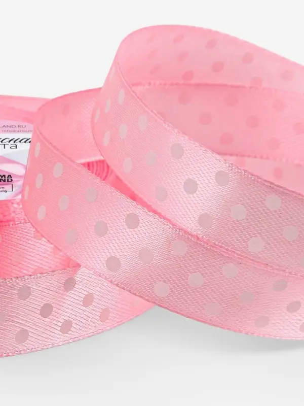 Лента атласная &laquo;Горошек&raquo;, 15 мм, 23&plusmn;1 м, розовая №004