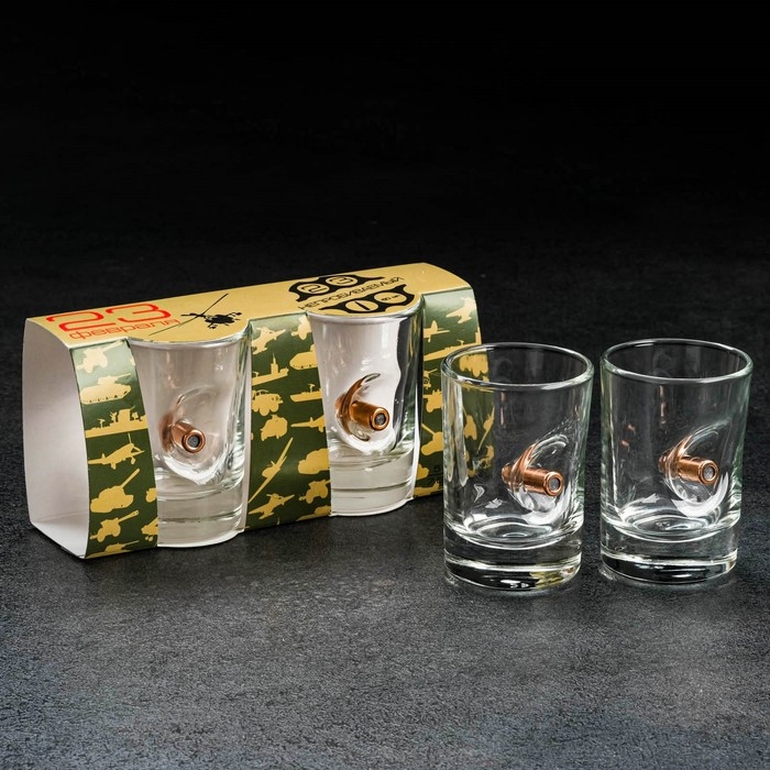 Стопки Стопки "Непробиваемые. 23 февраля", 2 шт., с пулей, 50 мл