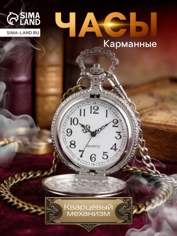 Часы карманные &laquo;СССР&raquo;, кварцевые, d=4.7 см, серебристые