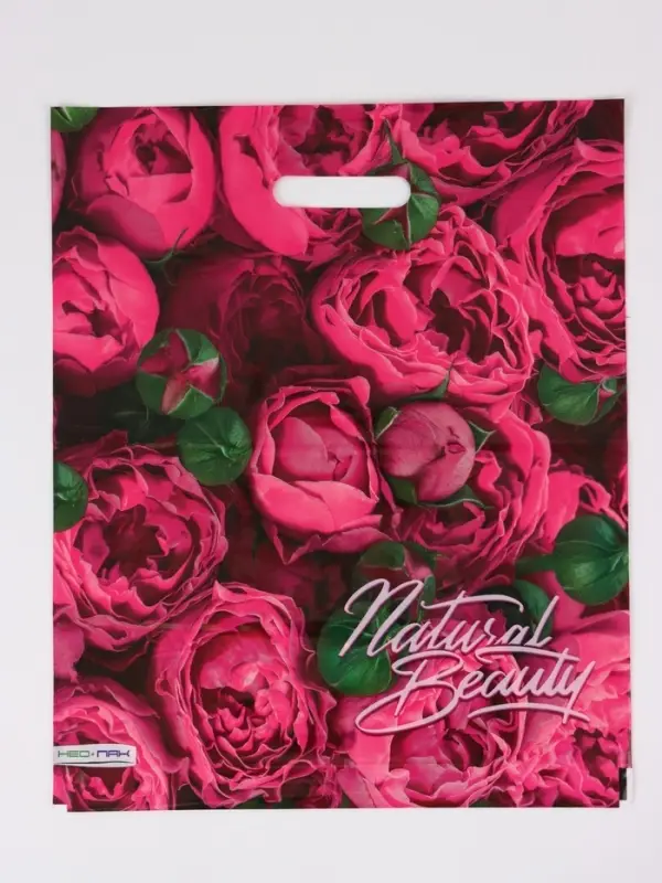 Пакет Пакет "Розовые бутоны, полиэтиленовый с вырубной ручкой, 38х45 см, 60 мкм