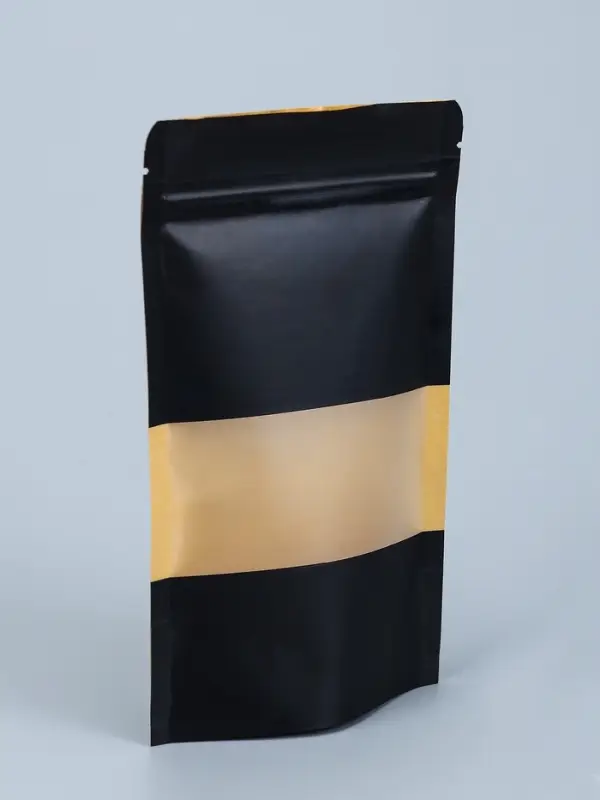 Пакет Zip-lock Крафт с прямоугольным окном, черный,12&times;20&times;4 см