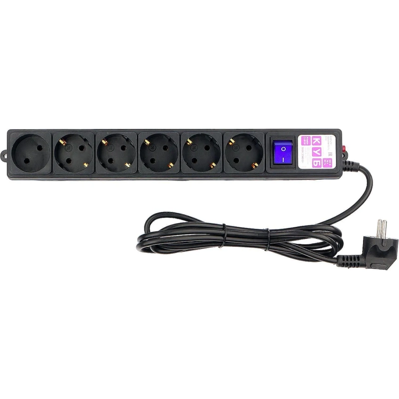 Сетевой фильтр Power Cube 6р/1,9м, 16А/3.5кВт,3x1,0, черн(SPG6-B1,9M)