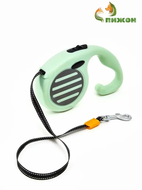 Рулетка - поводок для собак, лента 3 м, зелёная