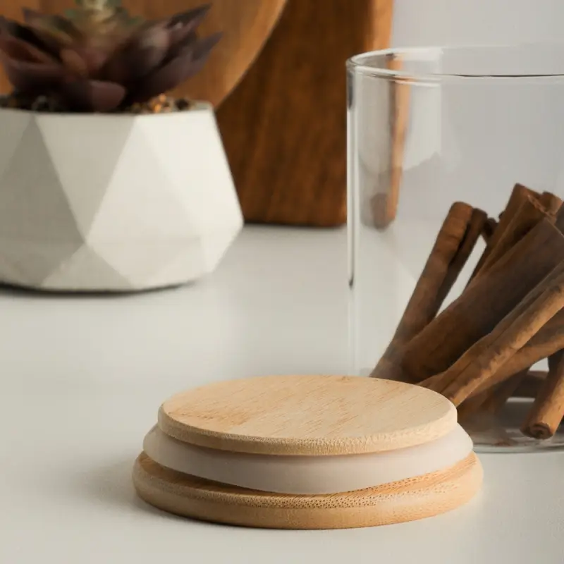 VETTA ЭКО Эллипс Банка для хранения 450мл, 10х8,5см, стекло, бамбук