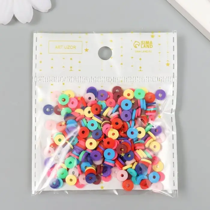 Бусины для творчества PVC "Колечки розово-фиолетовые" набор &asymp; 330 шт 0,1х0,6х0,6 см