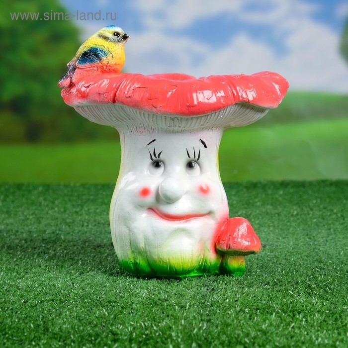 Садовая фигура  Садовая фигура "Гриб с синичкой" 19х20х21см