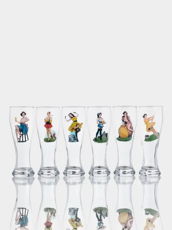 Пивной стакан Pin-up Beer, 500 мл, стекло, рисунок МИКС