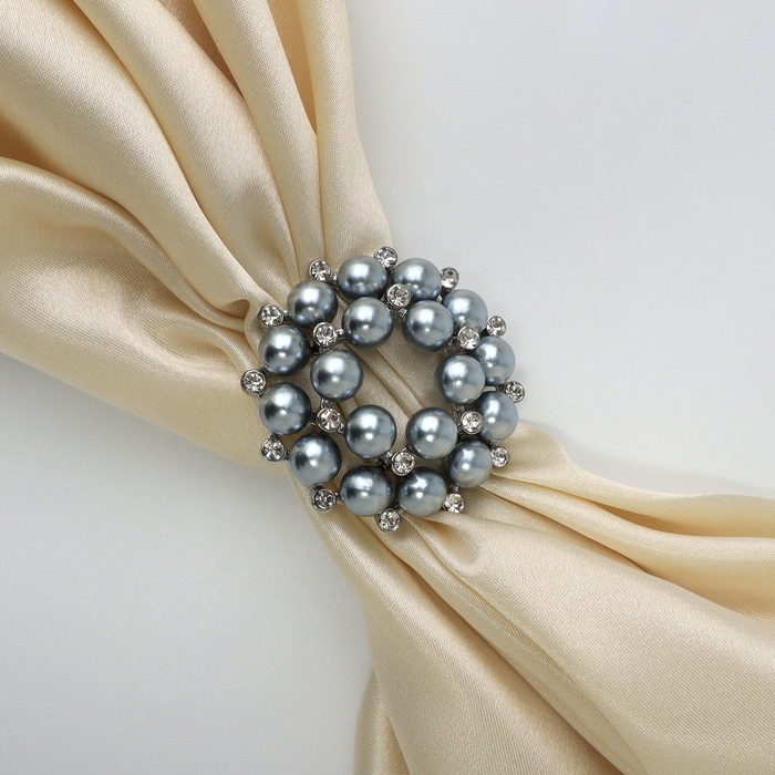 Зажим для платка «Жемчужинка», цвет серый в серебре