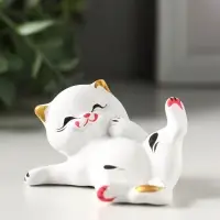 Фигурка керамика &laquo;Котик с лапкой&raquo;, 7 см, белый