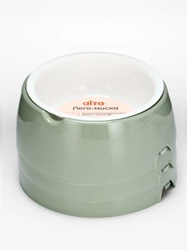 Лего-миска для животных &laquo;Фокси&raquo;, 300 мл, с наклоном, пластик, цвет фисташковый