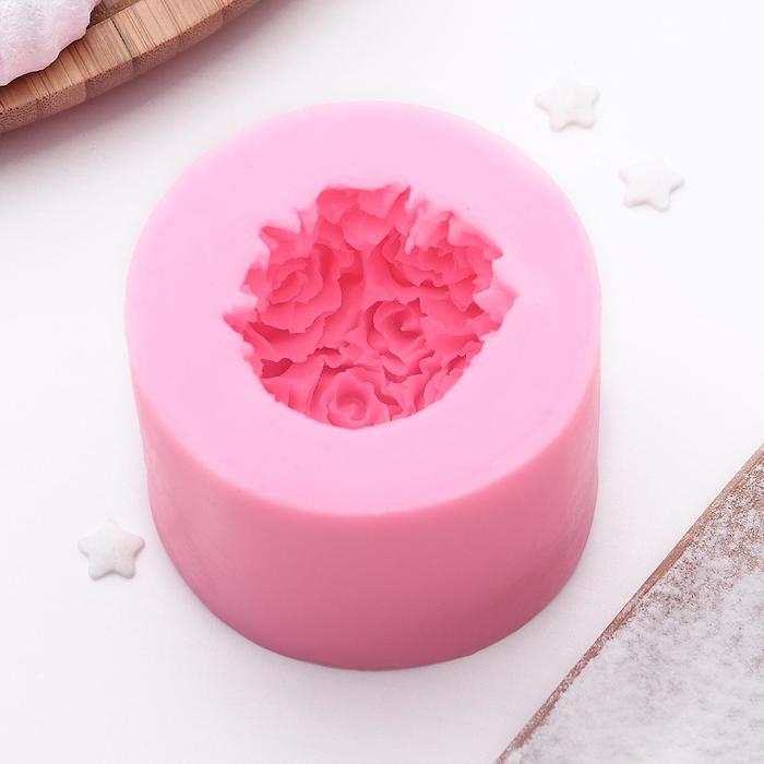 Молд «Розовый букет», силикон, 6,5×4,5 см, цвет розовый