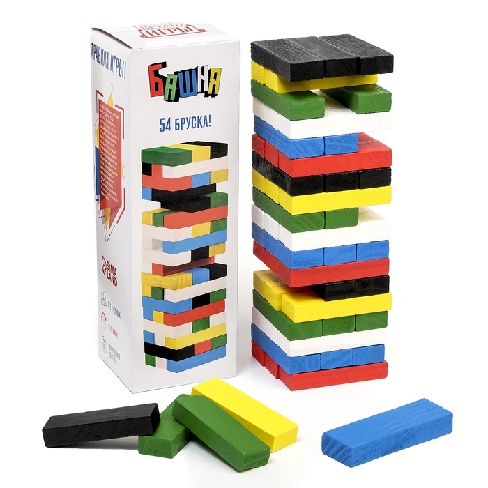 Падающая башня дженга Падающая башня дженга"Время игры"настольная игра 20.5х6.3см,54бруска6.3х1.1х2.1см