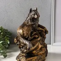 Копилка для денег &laquo;Волк на скале&raquo;, гипс, 16&times;28&times;27 см, под бронзу с серебром