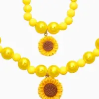 Набор детский &laquo;Выбражулька. Цветок Подсолнух&raquo;, 3 предмета: бусы, браслет, кольцо безразмерное, желтый