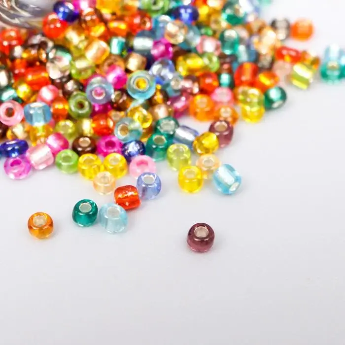 Бисер круглый 12/0 в бутылочке  Бисер круглый 12/0 в бутылочке "Разноцветный" прозрачно-цветной 20 гр