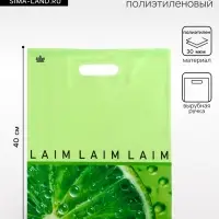 Пакет &laquo;Лаймовая свежесть&raquo;, полиэтиленовый с вырубной ручкой, 40&times;31 см, 30 мкм