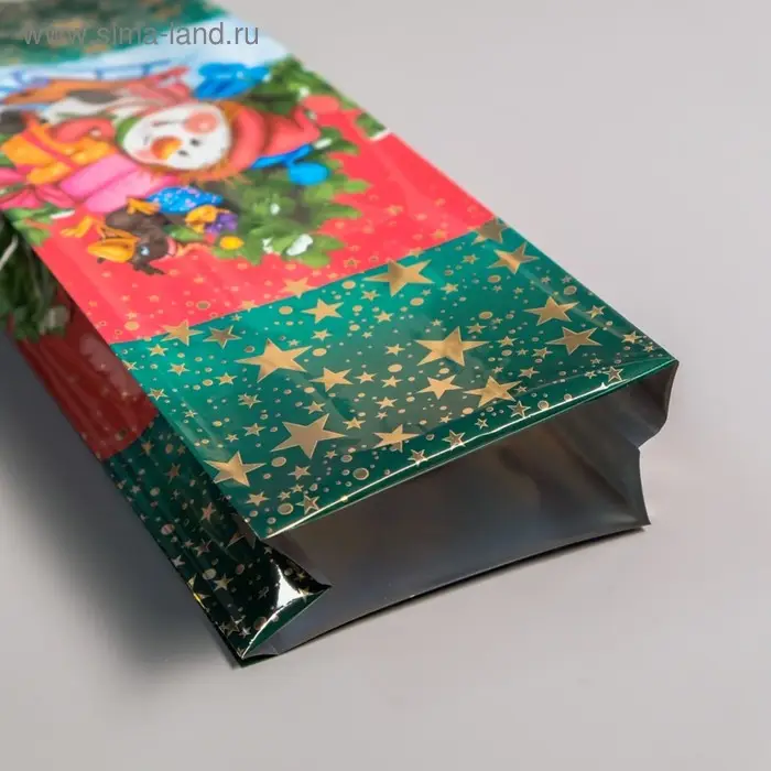 Пакет подарочный  Пакет подарочный "На санках". 13,5 х 38 см.