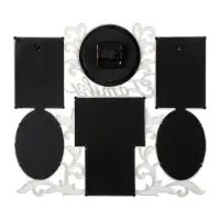 Фоторамка - коллаж на 6 фото с часами настенными Family, бесшумные, 45&times;37 см, d=11.5 см