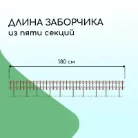 Ограждение декоративное, 25&times;180 см, 5 секций, пластик, терракотовое, &laquo;Классика&raquo;