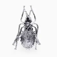 Брошь &laquo;Жук&raquo;, серо-зелёная в чернёном серебре