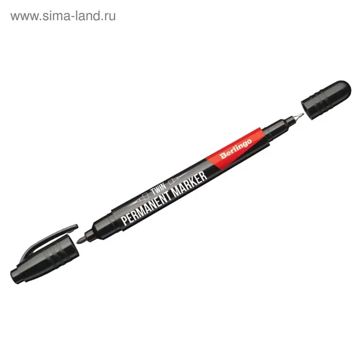 Маркер перманентный Berlingo, чёрный, двухсторонний, узел 1.0 мм/0.5 мм