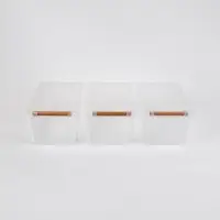 Корзины для хранения Wood Fusion, набор 3 шт.: 33&times;18&times;14 см, пластик, буковое дерево