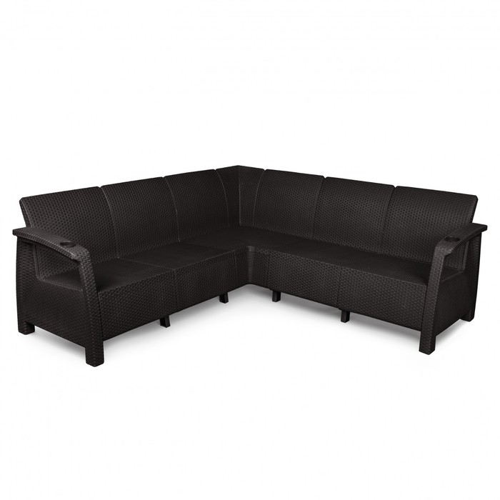 Диван угловой Диван угловой "Ротанг", с подстаканниками, цвет мокко, 200 х 200 х 79 см