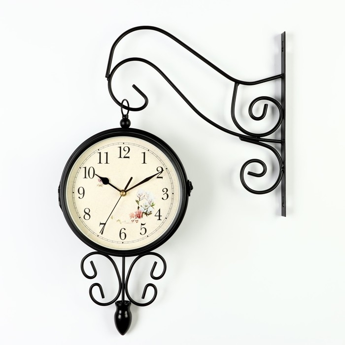 Часы настенные двусторонние, на подвесе  Часы настенные двусторонние, на подвесе "Весенние", бесшумные, циферблат d-17 см, 30 х 48 см