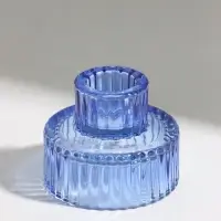 Подсвечник стеклянный &laquo;Рибс&raquo;, 6.3&times;6.3&times;5.5 см, d=2.5 / 5.5 см