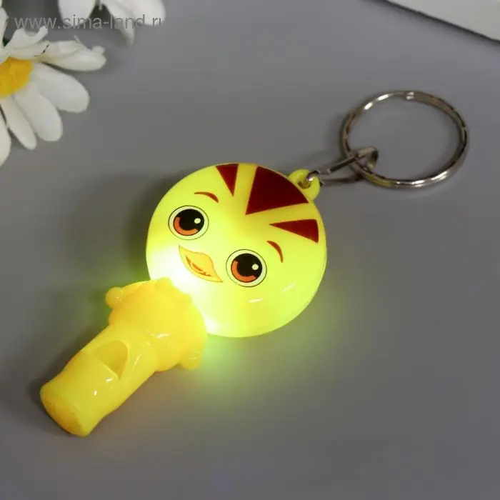 Фонарик брелок для ключей на кольце «Утёнок», свисток, мигает 6×3.2×1.3 см, МИКС Фонарик брелок для ключей на кольце «Утёнок», свисток, мигает 6×3.2×1.3 см, МИКС