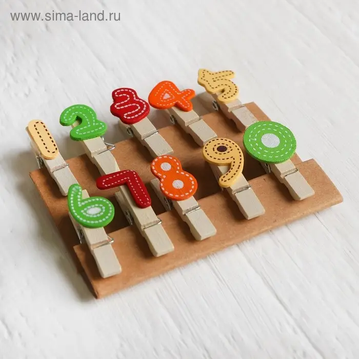 Прищепки декоративные «Цифры и знаки» набор 10 шт.