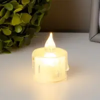 Светодиодная свеча, ночник LED RISALUX «Морозная», 3000К, от батареек AG13, белый, 3.5×3.5×5 см