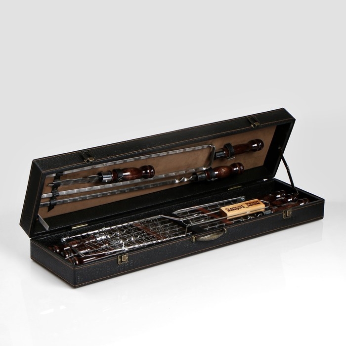 Набор с шампурами подарочный  Набор с шампурами подарочный "Пикник" в коробке из эко-кожи №3