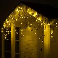 Гирлянда &laquo;Бахрома&raquo; 3&times;0.6 м, IP65, УМС, тёмная нить каучук, 108 LED, свечение тёплое белое, 220 В
