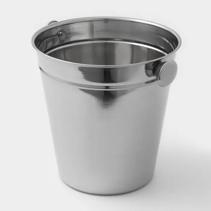 Ведро для льда Доляна, 4.5 л, 20.5&times;20.5 см, нержавеющая сталь, хромированное
