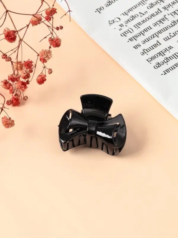 Крабик для волос &laquo;Глянец&raquo;, закрученный бантик, 4 см, чёрный