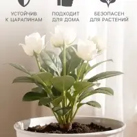Горшок цветочный с поддоном Saffron, 2.6 л, d=17.6 см, h=16.2 см, пластиковый, бежевый