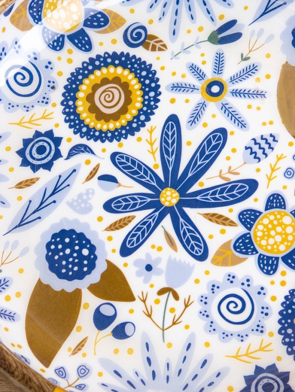 Блюдо "Васильки" дерево манго 25х25х4,5 см