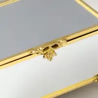 Шкатулка стекло с металлическим каркасом "Зеркальная на ножках" золото 12х8х7,3 см