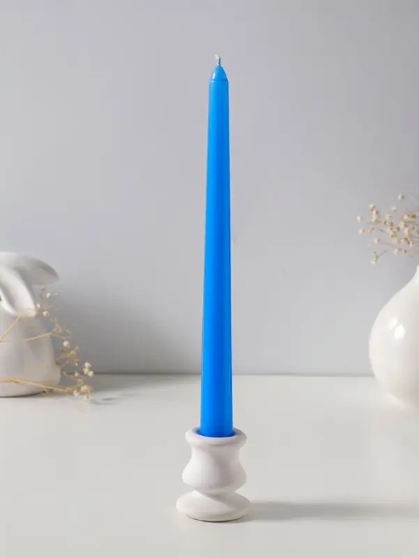 Набор свечей античных 25 см, 2 шт., 58 г, 7 ч, синий
