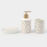 Набор аксессуаров для ванной комнаты Доляна &laquo;Сицилия&raquo;, 3 предмета, дозатор 350 мл, мыльница, стакан