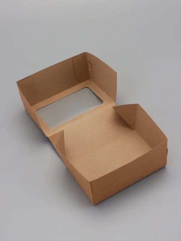 Коробка складная, с окном, крафт, 15&times;10&times;7 см