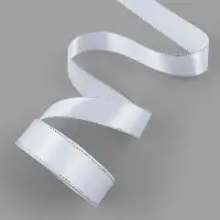 Лента атласная, с серебряным люрексом, 25 мм, 23&plusmn;1 м, белая №001