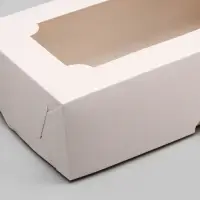 Коробка складная с окном под зефир, белый, 25×15×7 см