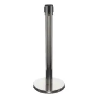 Стойка ограждения серебряная, с вытяжной лентой-470 см черная, высота-90см, d-11см, напольный d-35см