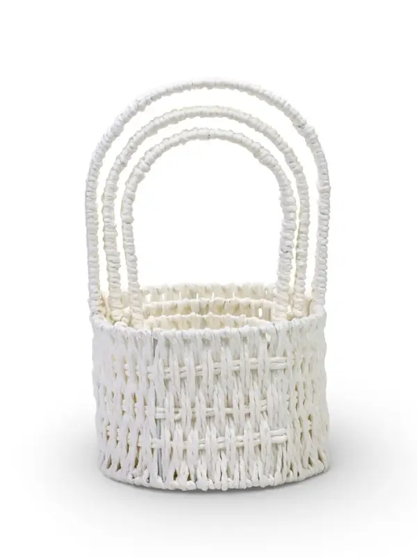 Набор корзин 3 шт пластик 25х17х11 22х14х9 19х10х7 см ручка h=10 см белый овал