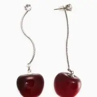 Серьги &laquo;Черешня&raquo;, бордовые в серебре